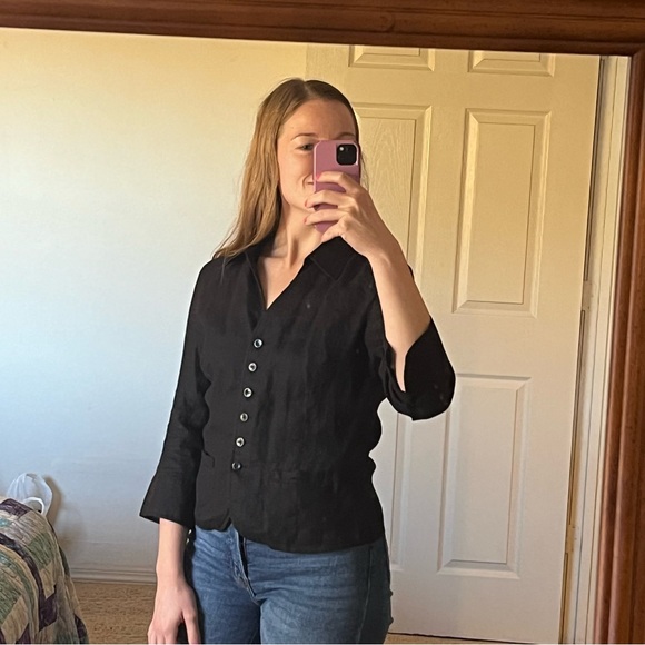 Talbots 100% Linen Button-Up Top - Picture 2 of 8